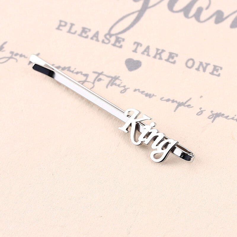 Custom Named Initials Tie Clip for Dad, Personalized Named Initials Tie Bar