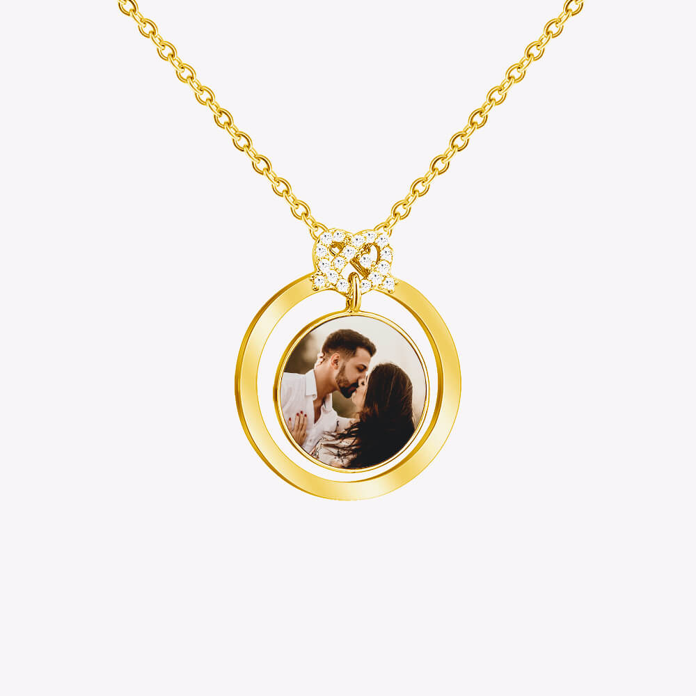 Diamond Ring Concave Round Photo Frame Color Photo Necklace