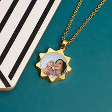 Stainless Steel 9-point Star Color Photo Pendant Family Parent-Child Memorial Necklace