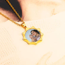 Stainless Steel 9-point Star Color Photo Pendant Family Parent-Child Memorial Necklace