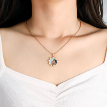 Stainless Steel 9-point Star Color Photo Pendant Family Parent-Child Memorial Necklace