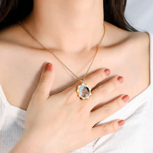 Stainless Steel 9-point Star Color Photo Pendant Family Parent-Child Memorial Necklace