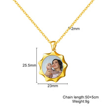 Stainless Steel 9-point Star Color Photo Pendant Family Parent-Child Memorial Necklace