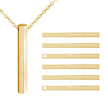 Hexagon Custom Vertical 3D Bar Necklace Personalized Jewelry