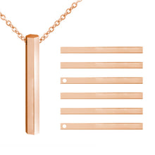 Hexagon Custom Vertical 3D Bar Necklace Personalized Jewelry