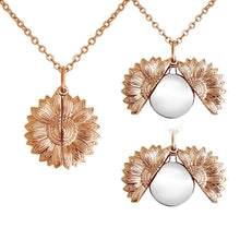 Sunflower-Shaped Personalized Custom Disc Pendant Gold Engraved Text Necklace