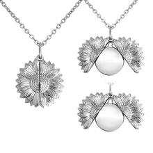 Sunflower-Shaped Personalized Custom Disc Pendant Gold Engraved Text Necklace