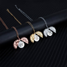 Sunflower-Shaped Personalized Custom Disc Pendant Gold Engraved Text Necklace