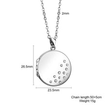 Personalized Custom Photo Box Pendant Disc Can Engrave Handwriting Fingerprint Necklace