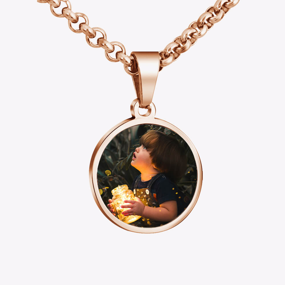 Stainless Steel Cabochon Color Printing Pendant Personalized Photo Necklace