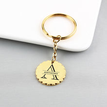 Round Pendant Personalized Metal Keychain, Lace Keychain