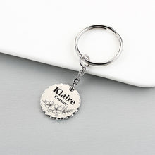 Round Pendant Personalized Metal Keychain, Lace Keychain