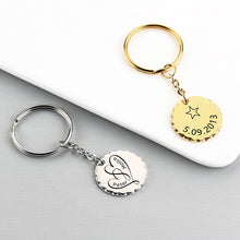 Round Pendant Personalized Metal Keychain, Lace Keychain