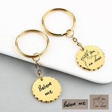 Actual Fingerprint Handwriting Keychain, Memorial Thumbprint Keyring