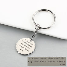 Actual Fingerprint Handwriting Keychain, Memorial Thumbprint Keyring