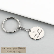 Actual Fingerprint Handwriting Keychain, Memorial Thumbprint Keyring