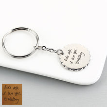 Actual Fingerprint Handwriting Keychain, Memorial Thumbprint Keyring