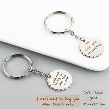 Actual Fingerprint Handwriting Keychain, Memorial Thumbprint Keyring