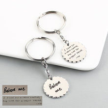 Actual Fingerprint Handwriting Keychain, Memorial Thumbprint Keyring