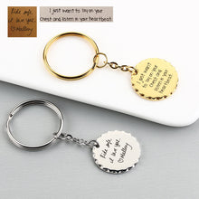 Actual Fingerprint Handwriting Keychain, Memorial Thumbprint Keyring