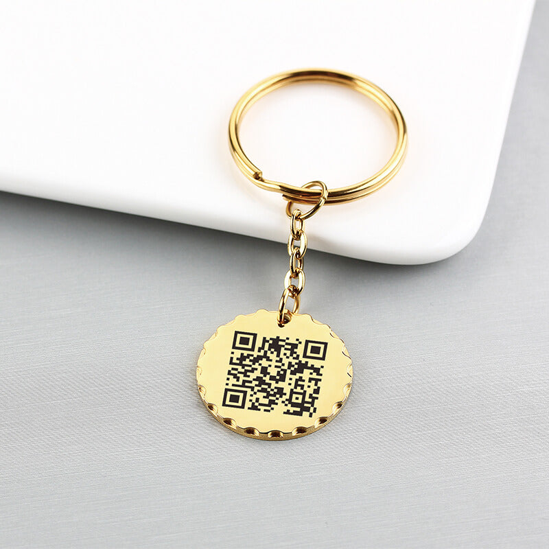 Voice QR Code Personalized Round Lace Keychain, Unique Gift for Friends