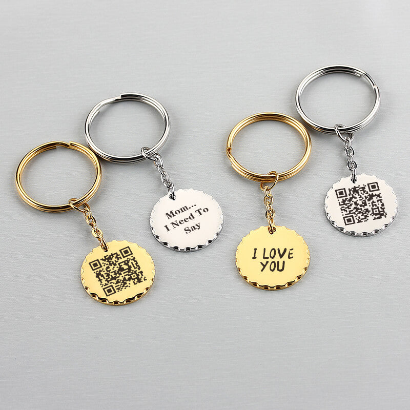 Voice QR Code Personalized Round Lace Keychain, Unique Gift for Friends