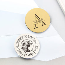 Company Logo Identity Badge Initials Engraved Brooch