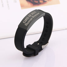 Graduation Gift Black Rubber Adjustable Strap Bracelet Custom Text