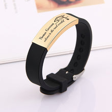 Graduation Gift Black Rubber Adjustable Strap Bracelet Custom Text