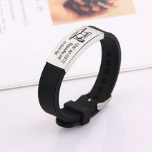 Graduation Gift Black Rubber Adjustable Strap Bracelet Custom Text