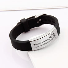 Graduation Gift Black Rubber Adjustable Strap Bracelet Custom Text