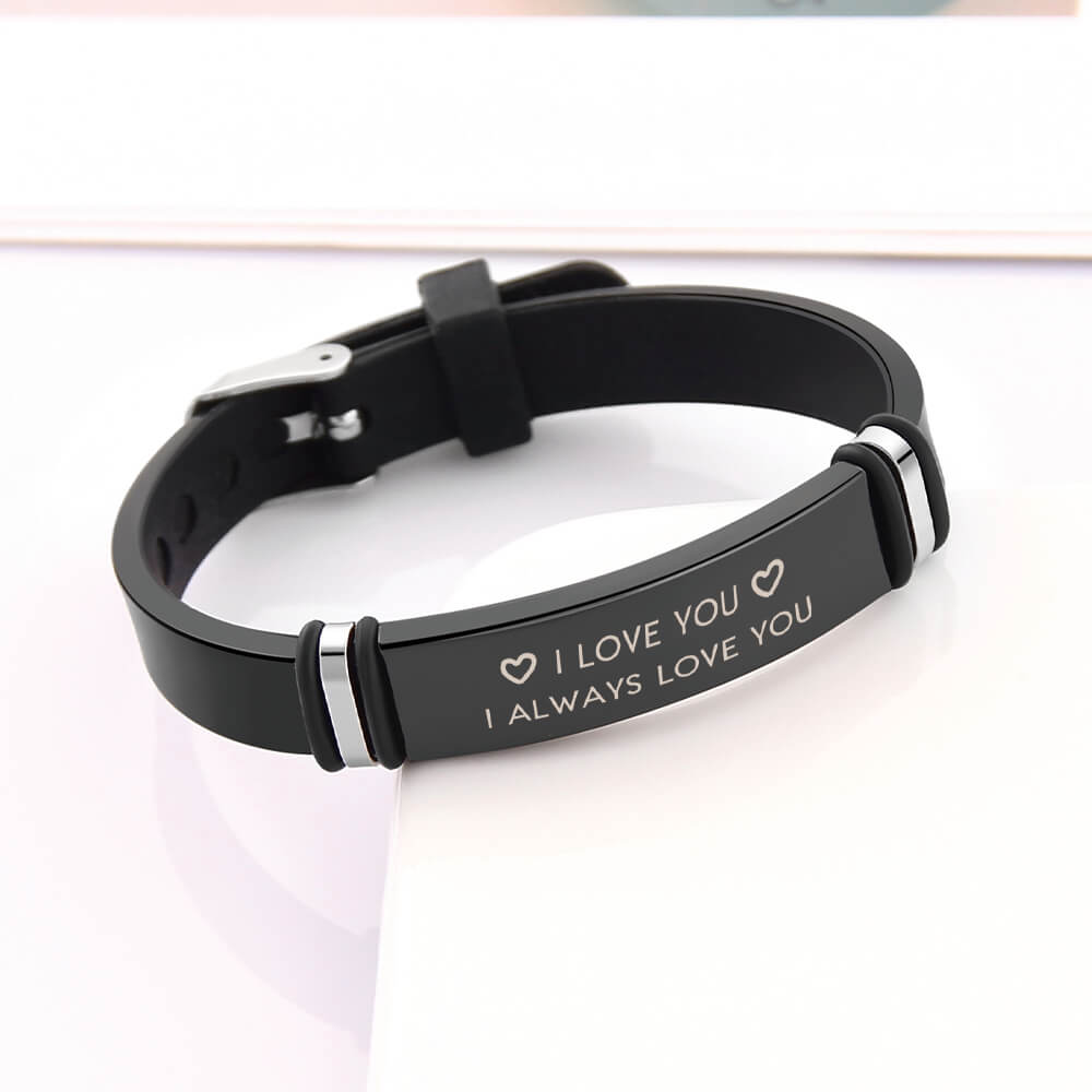 Text Personalized Custom Rubber Strap Bracelet Gift for Friends
