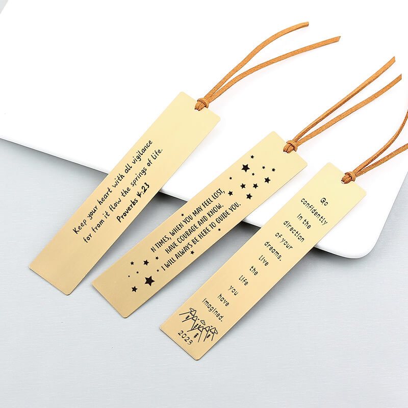 Personalized Long Metal Bookmark Gold, Customized Gift