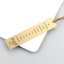 Personalized Long Metal Bookmark Gold, Customized Gift
