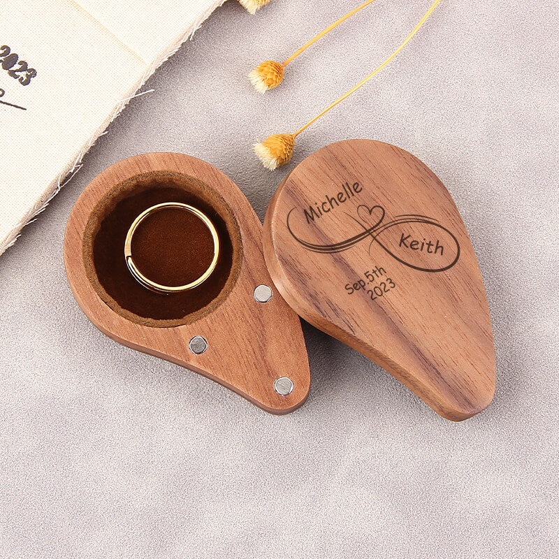 Heart Shape Solid Wooden Personalized Ring Box for Wedding Ceremony
