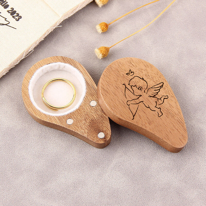 Heart Shape Solid Wooden Personalized Ring Box for Wedding Ceremony