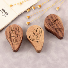 Heart Shape Solid Wooden Personalized Ring Box for Wedding Ceremony