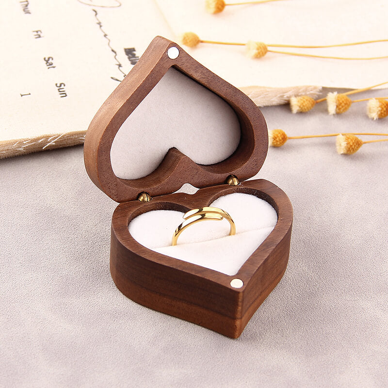 Rustic Engagement Ring Box Heart Wedding Ring Wooden Box