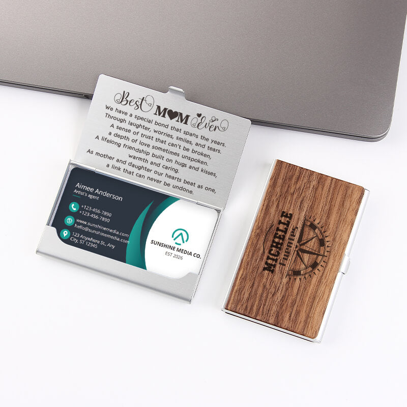 Personalized Wood Business Card Case, Unique personalized business card holder