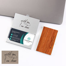 Handwriting Wood Business Card Case With Personalization, Father's Day gift