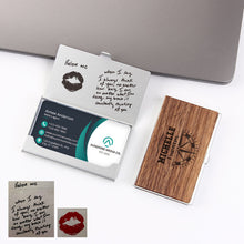 Handwriting Wood Business Card Case With Personalization, Father's Day gift
