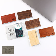 Handwriting Wood Business Card Case With Personalization, Father's Day gift