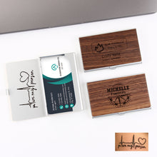 Handwriting Wood Business Card Case With Personalization, Father's Day gift
