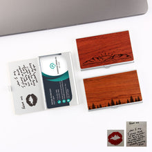 Handwriting Wood Business Card Case With Personalization, Father's Day gift