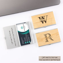 Handwriting Wood Business Card Case With Personalization, Father's Day gift