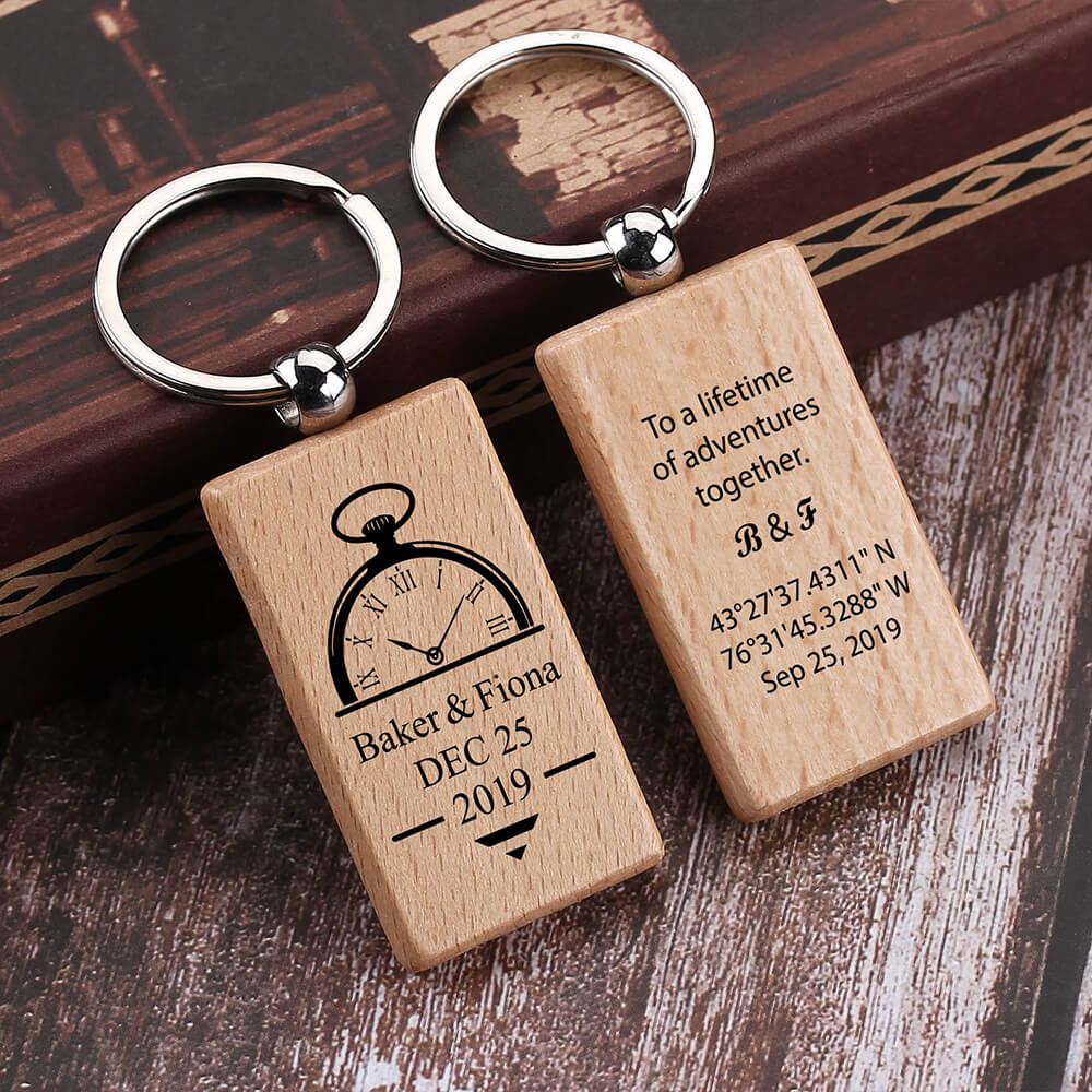Engraved Picture Keyring, Custom Text Keychain