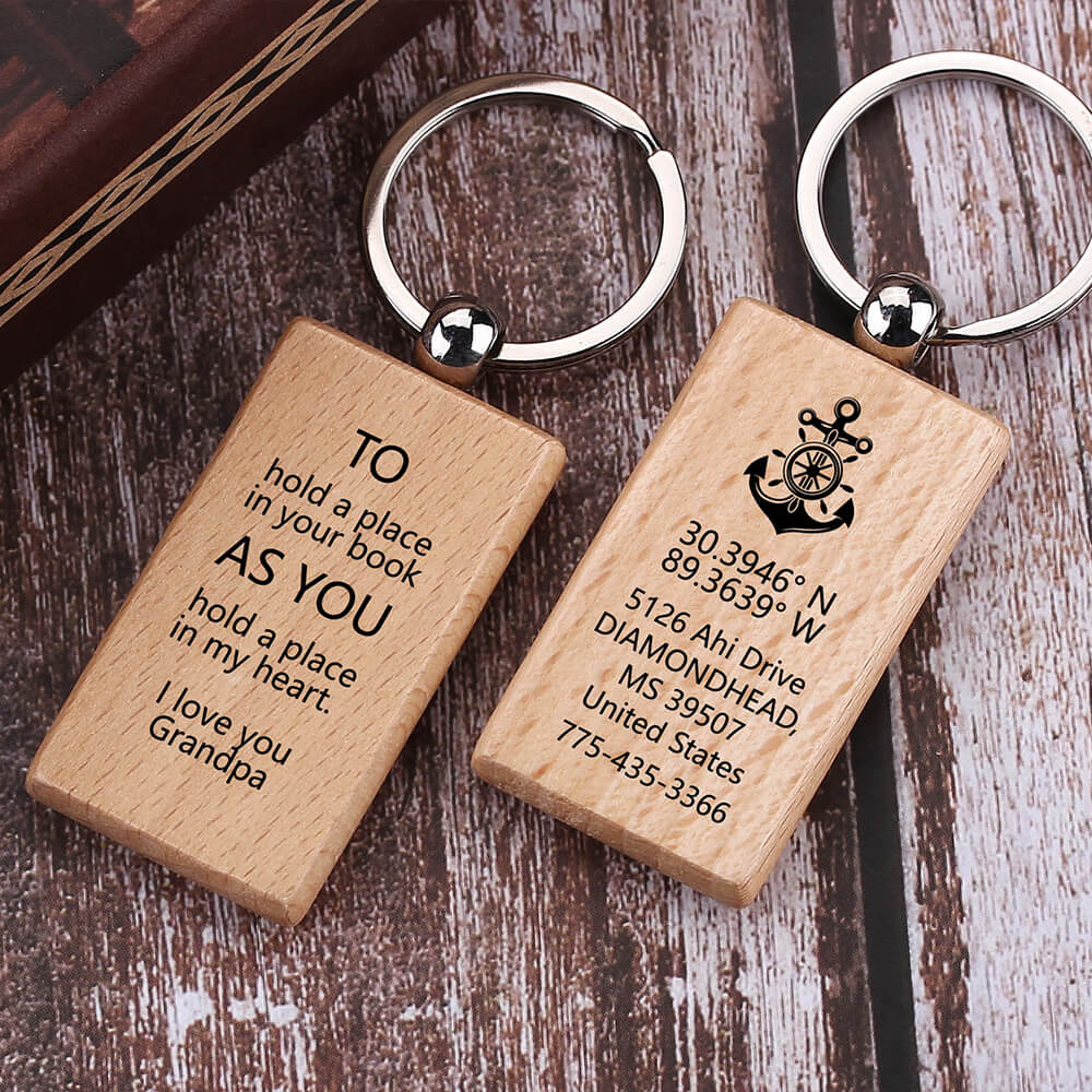Engraved Picture Keyring, Custom Text Keychain