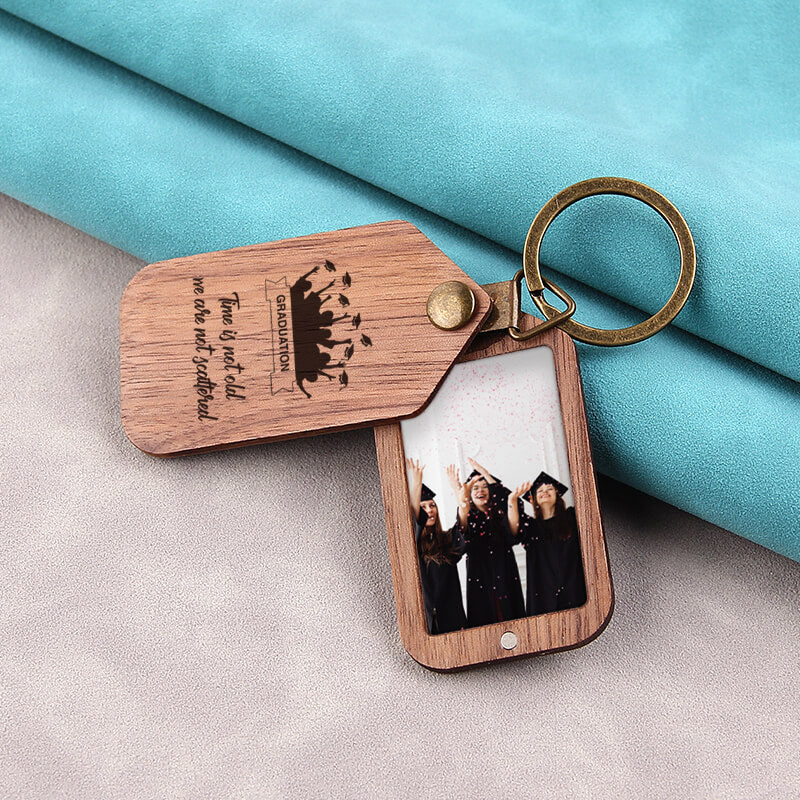 Custom Photo Wooden Keychain, Unique Gift For Graduation