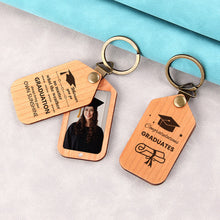 Custom Photo Wooden Keychain, Unique Gift For Graduation