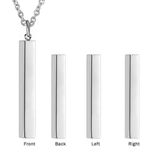 Engraving Name Necklace Vertical 3D Bar Necklace With Birthstone